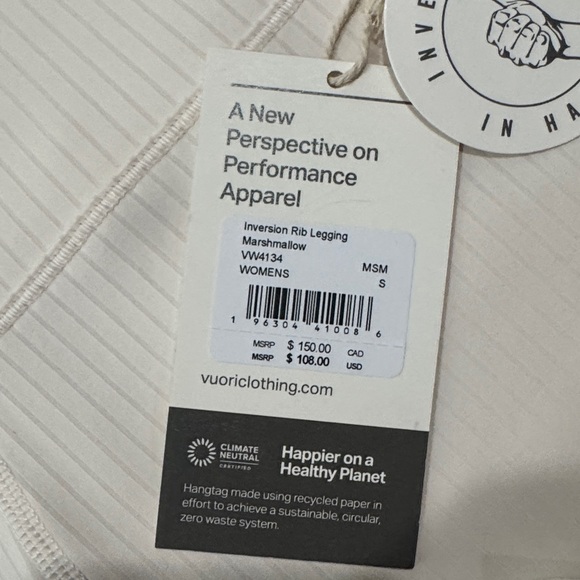 Vuori Inversion Rib Legging Marshmallow NWT Size Small - Picture 8 of 10